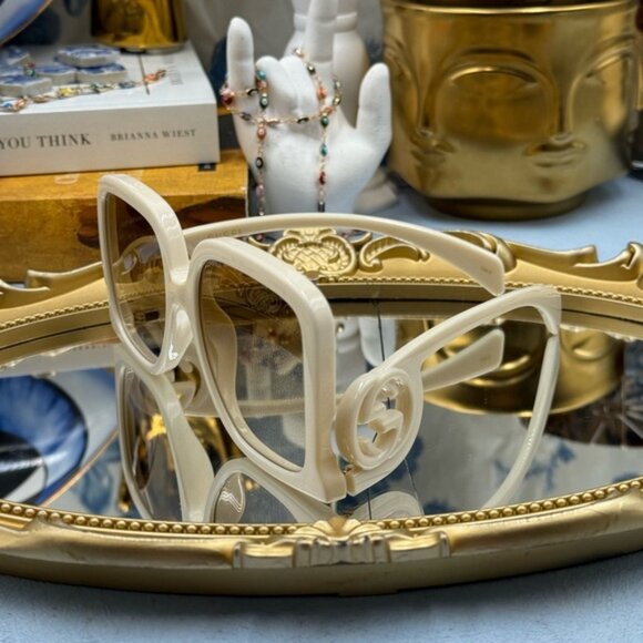 🆕 GUCCI 🧿 NWOT GG1326S 002 Ivory Oversized Square Sunglass, Brown Gradient - Picture 16 of 16